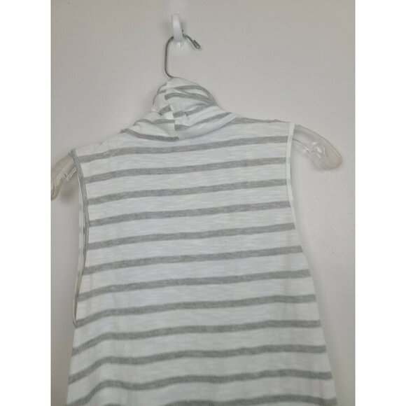 HYFVE Gray White Striped Drape Wrap Front Sleeveless Top Size Medium - Picture 5 of 8